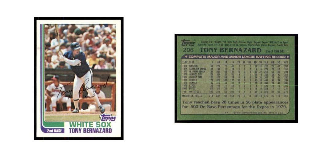 1982 Topps Tony Bernazard Baseball Cards #206