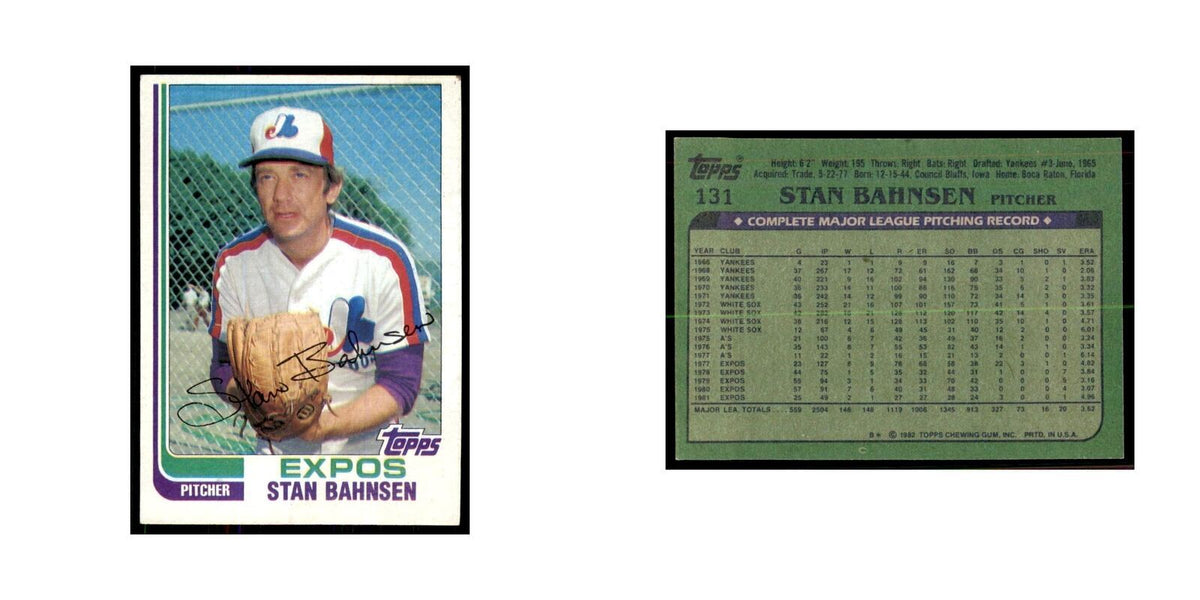 1982 Topps Stan Bahnsen Baseball Cards #131