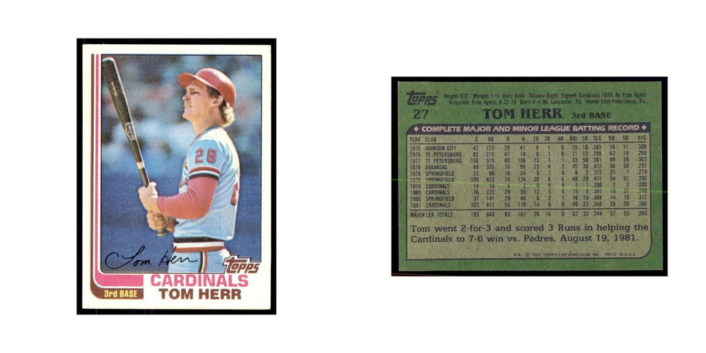 1982 Topps Tom Herr Baseball Cards #27
