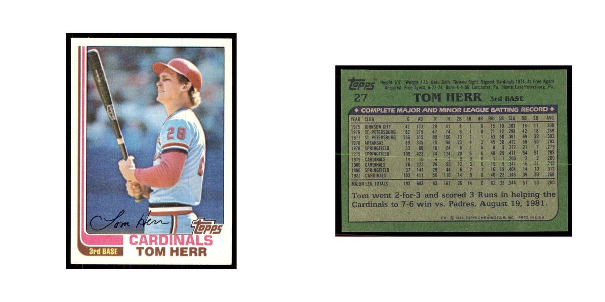 1982 Topps Tom Herr Baseball Cards #27