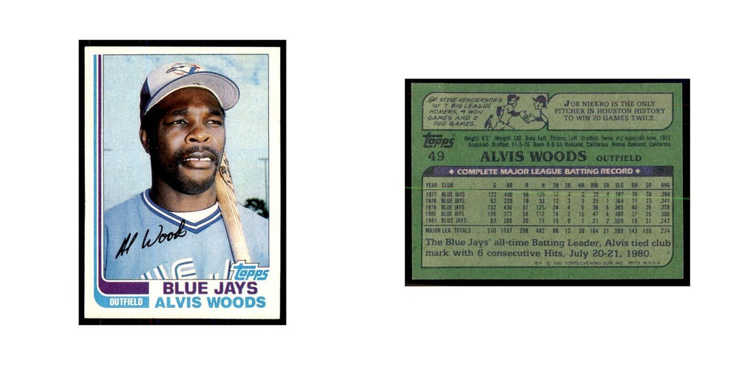 1982 Topps Alvis Woods Baseball Cards #49