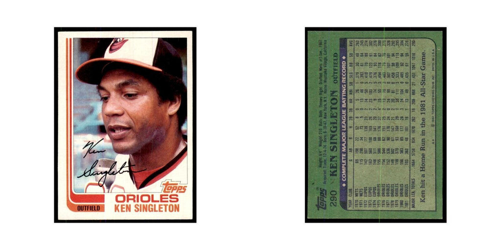 1982 Topps Ken Singleton Baseball Cards #290