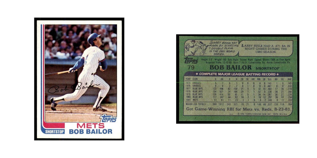 1982 Topps Bob Bailor Baseball Cards #79