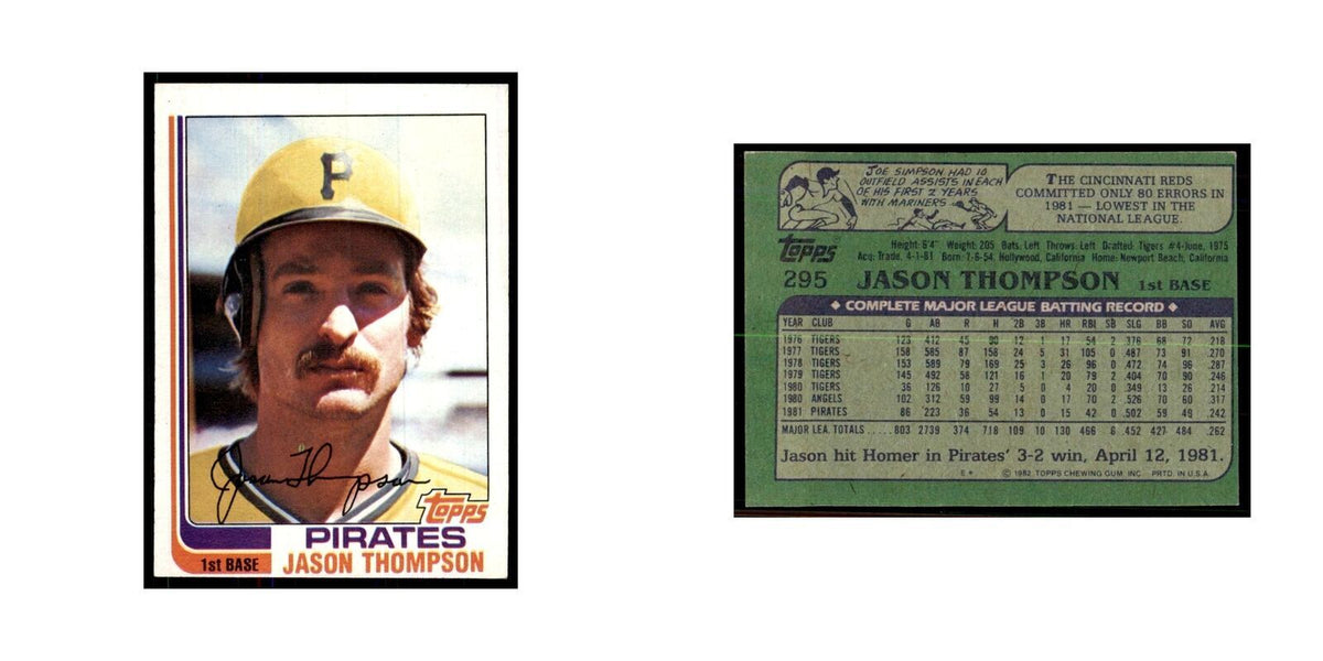 1982 Topps Jason Thompson Baseball Cards #295