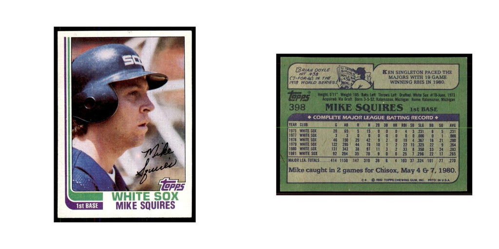1982 Topps Mike Squires Baseball Cards #398