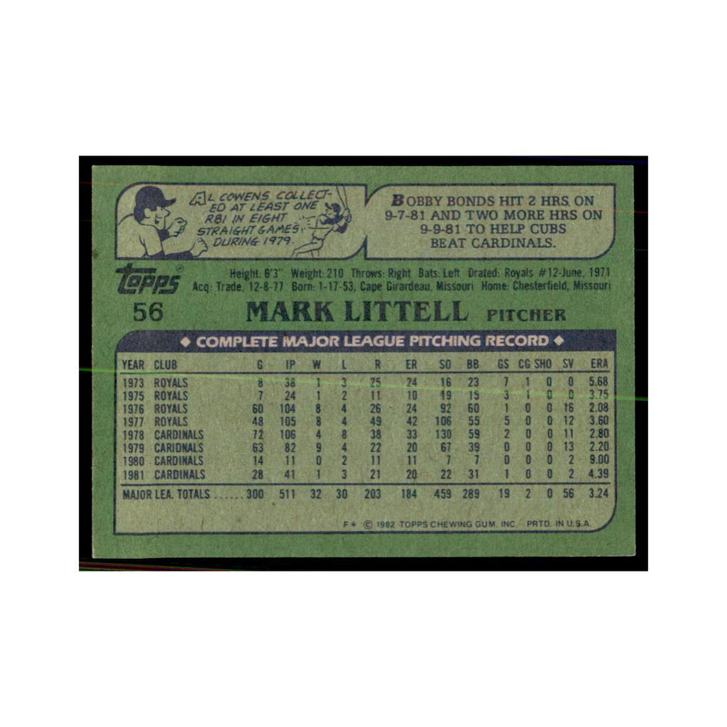 1982 Topps Mark Littell Baseball Cards #56