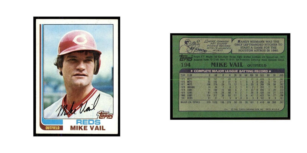 1982 Topps Mike Vail Baseball Cards #194