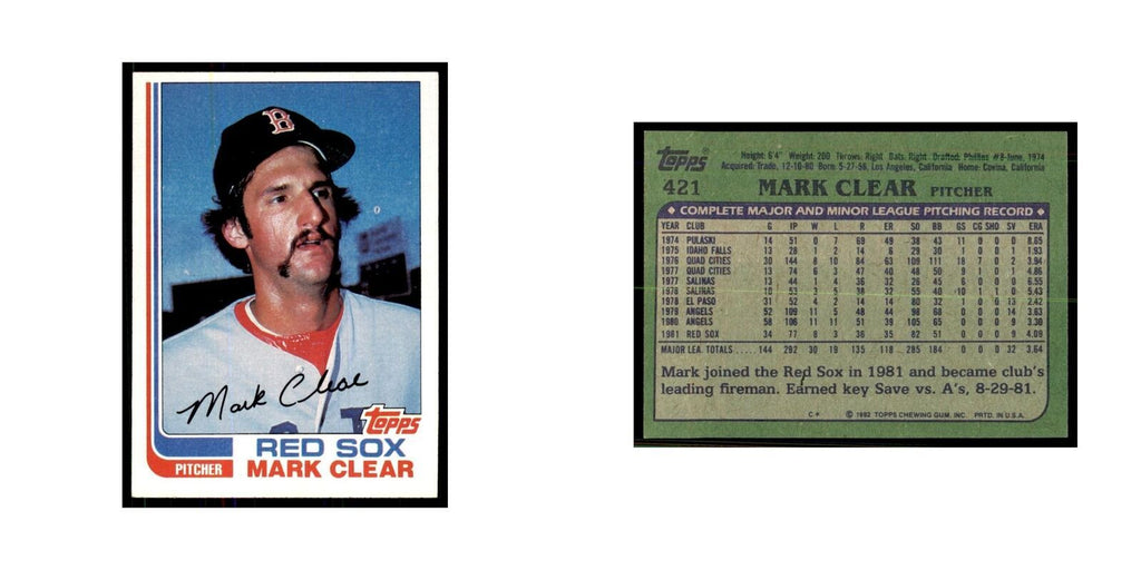 1982 Topps Mark Clear Baseball Cards #421