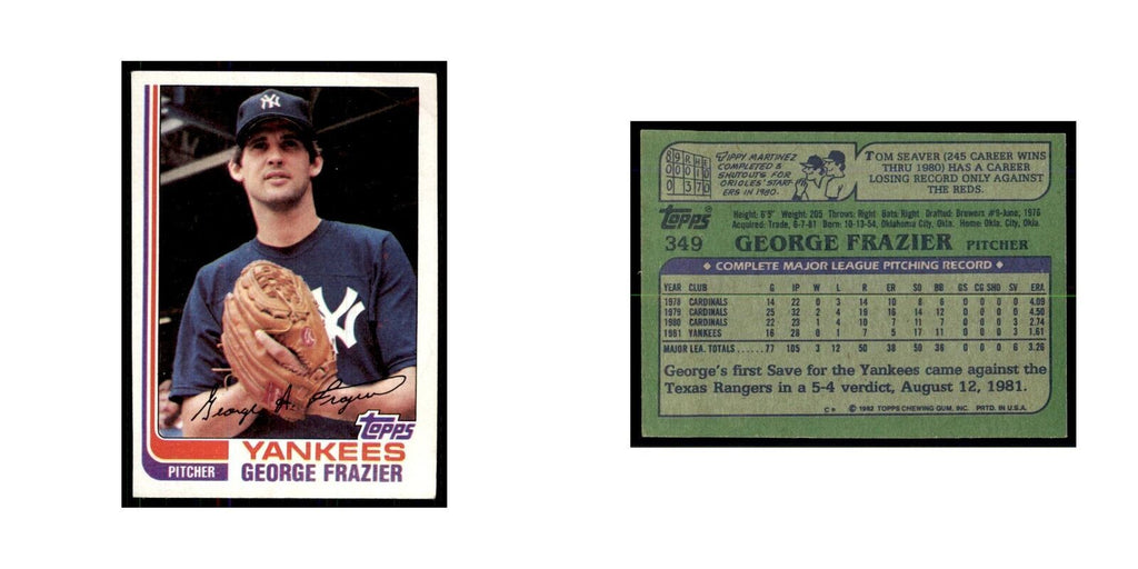 1982 Topps George Frazier Baseball Cards #349