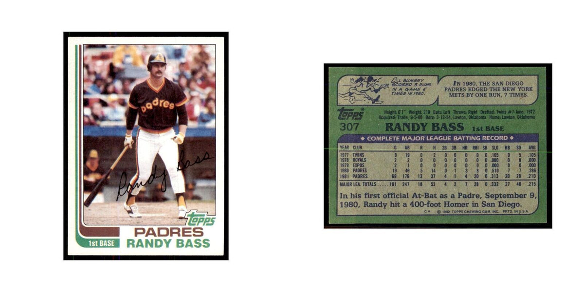 1982 Topps Randy Bass Baseball Cards #307