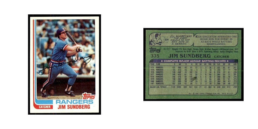 1982 Topps Jim Sundberg Baseball Cards #335