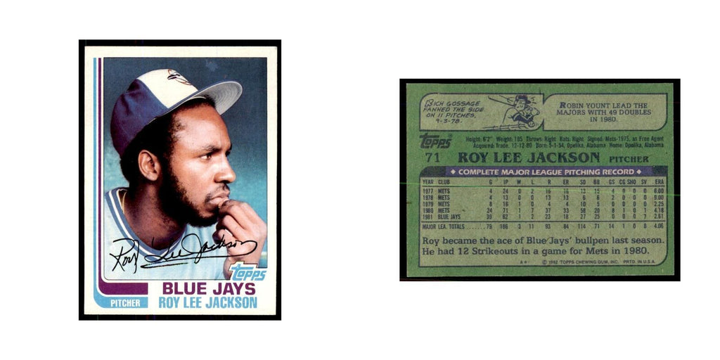1982 Topps Roy Lee Jackson Baseball Cards #71