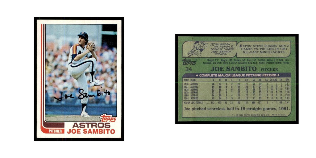 1982 Topps Joe Sambito Baseball Cards #34