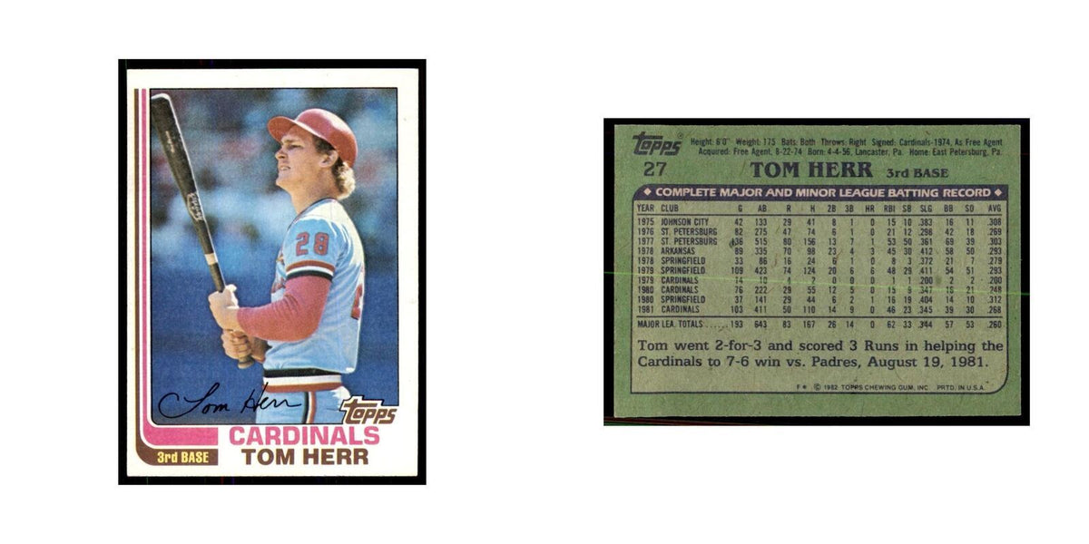 1982 Topps Tom Herr Baseball Cards #27