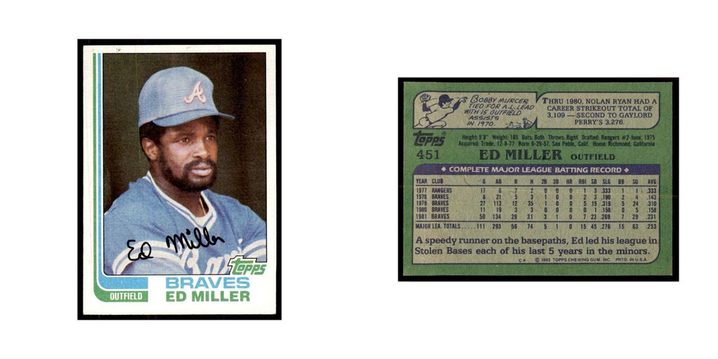 1982 Topps Ed Miller Baseball Cards #451