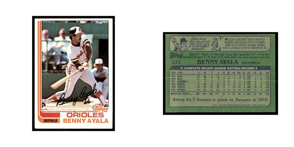 1982 Topps Benny Ayala Baseball Cards #331