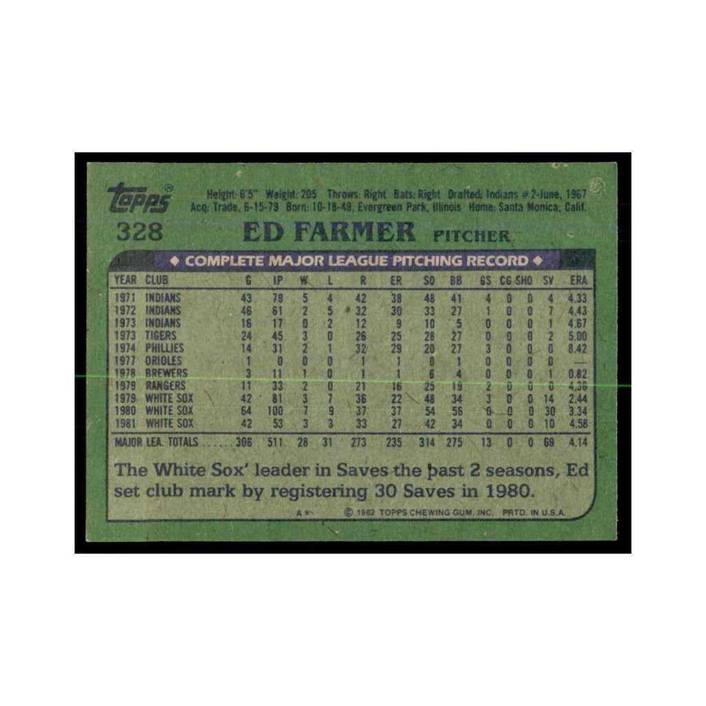 1982 Topps Ed Farmer Baseball Cards #328
