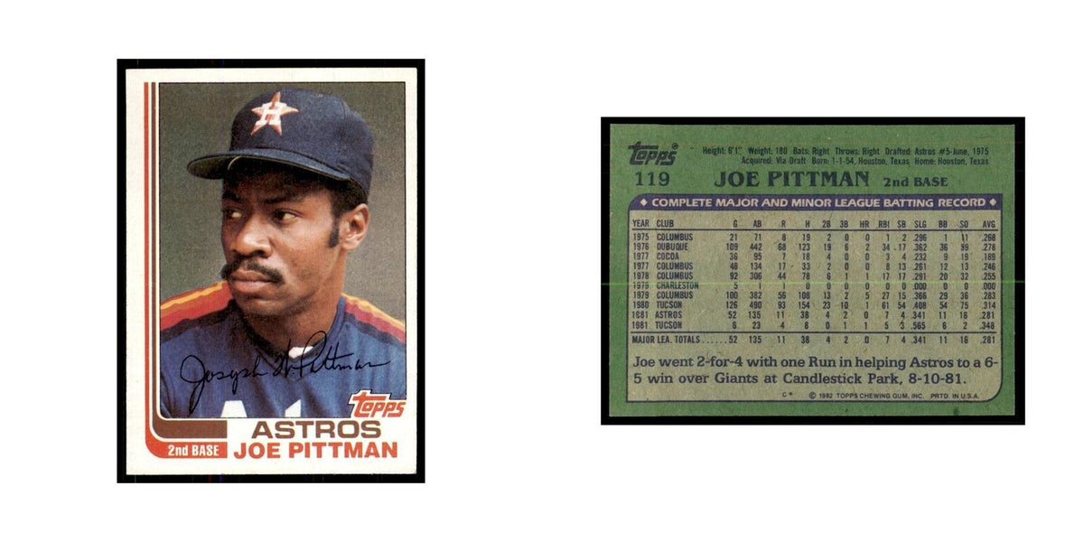 1982 Topps Joe Pittman Baseball Cards #119