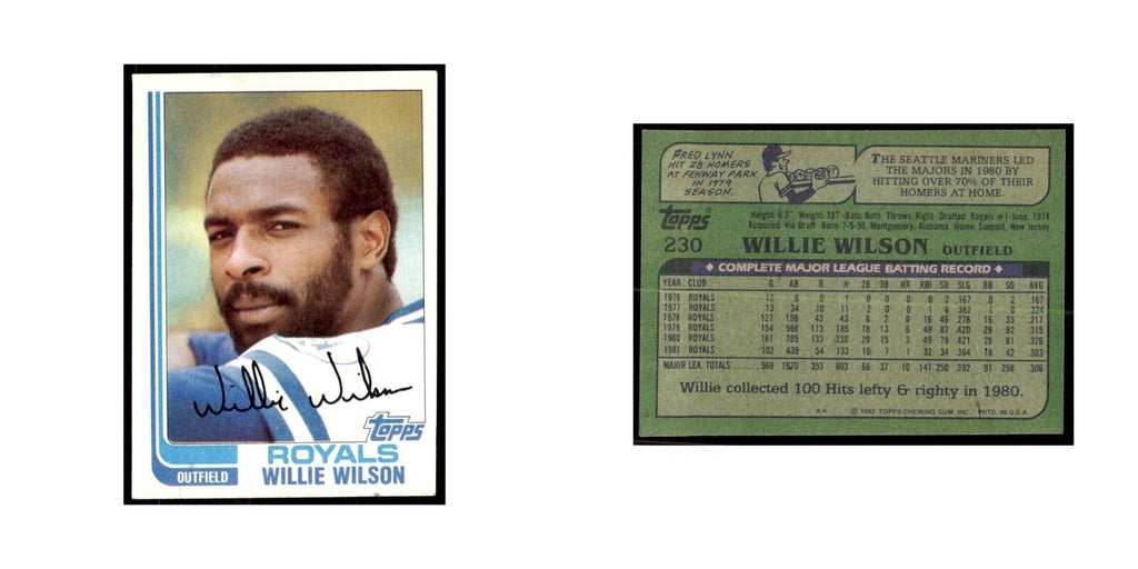 1982 Topps Willie Wilson Baseball Cards #230