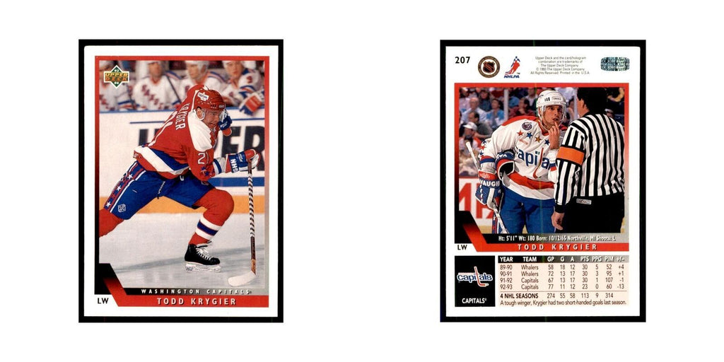 1993 Upper Deck Todd Krygier Hockey Cards #207