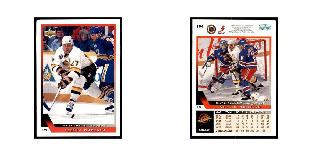 1993 Upper Deck Sergio Momesso Hockey Cards #104