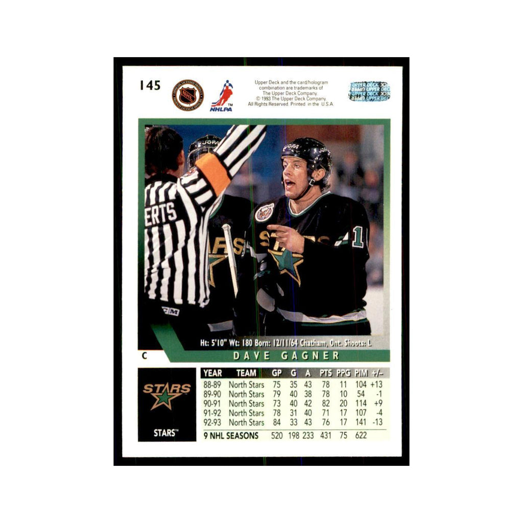 1993 Upper Deck Dave Gagner Hockey Cards #145