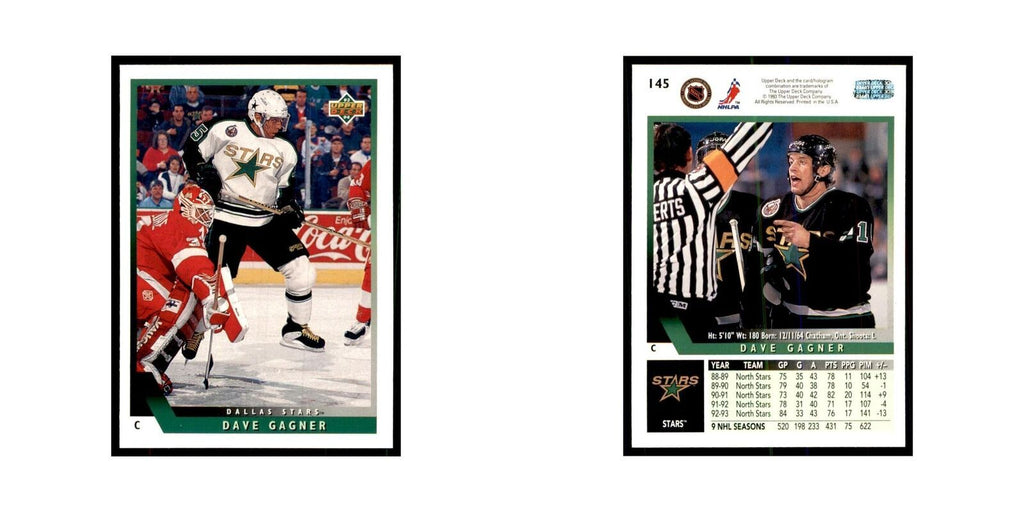 1993 Upper Deck Dave Gagner Hockey Cards #145