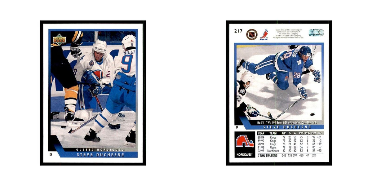 1993 Upper Deck Steve Duchesne Hockey Cards #217