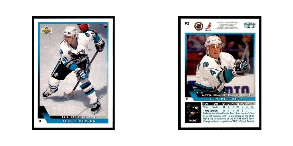 1993 Upper Deck Tom Pederson Hockey Cards #92