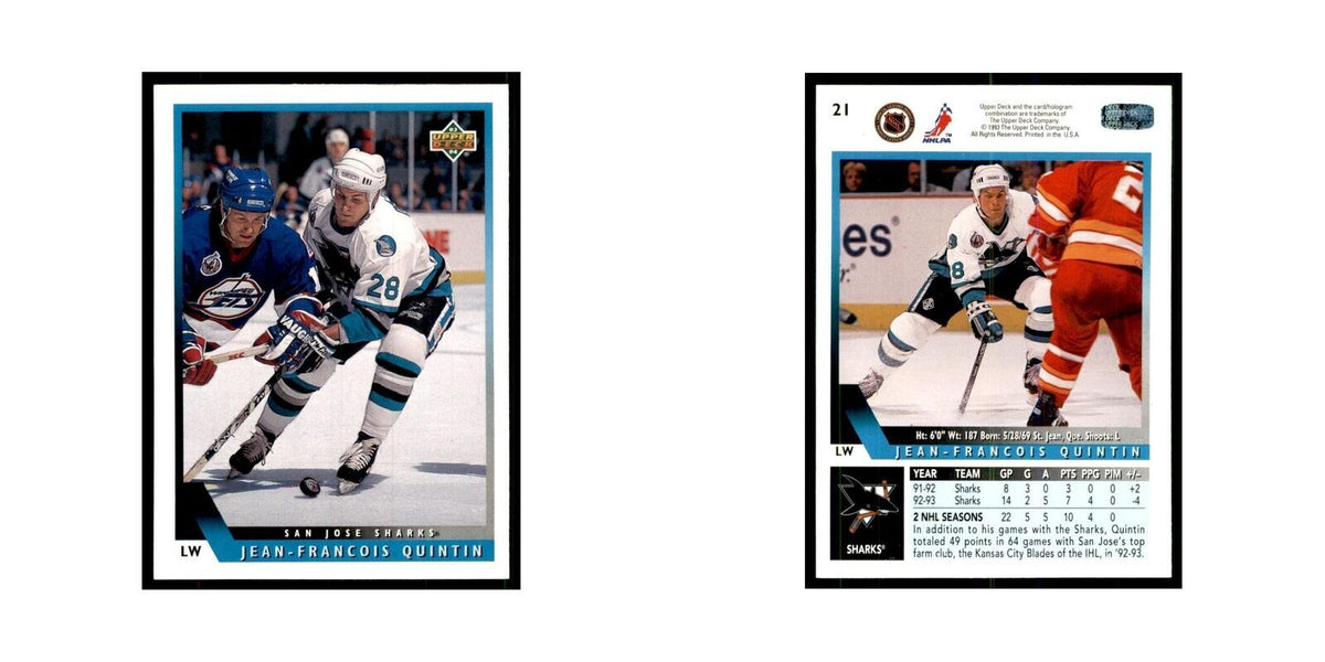 1993 Upper Deck Jean-Francois Quintin Hockey Cards #21
