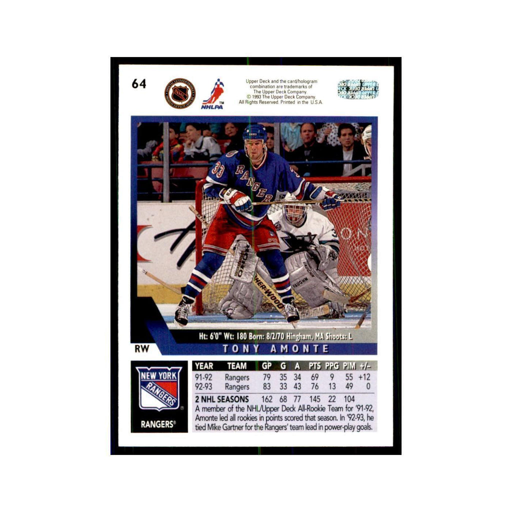 1993 Upper Deck Tony Amonte Hockey Cards #64