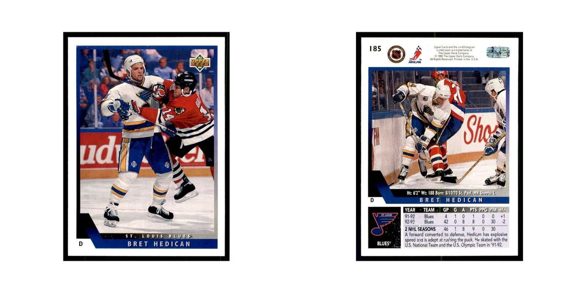 1993 Upper Deck Bret Hedican Hockey Cards #185