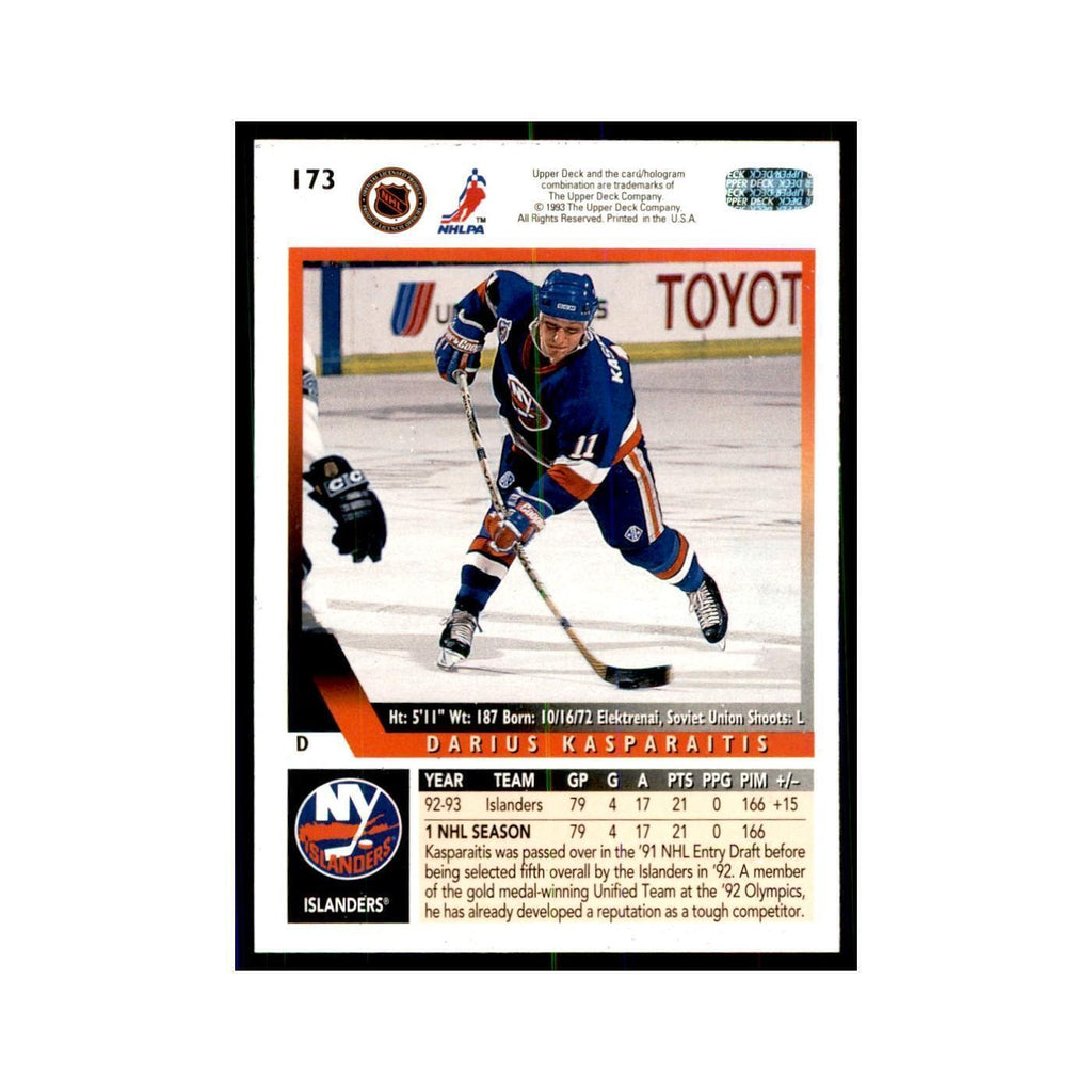 1993 Upper Deck Darius Kasparaitis Hockey Cards #173