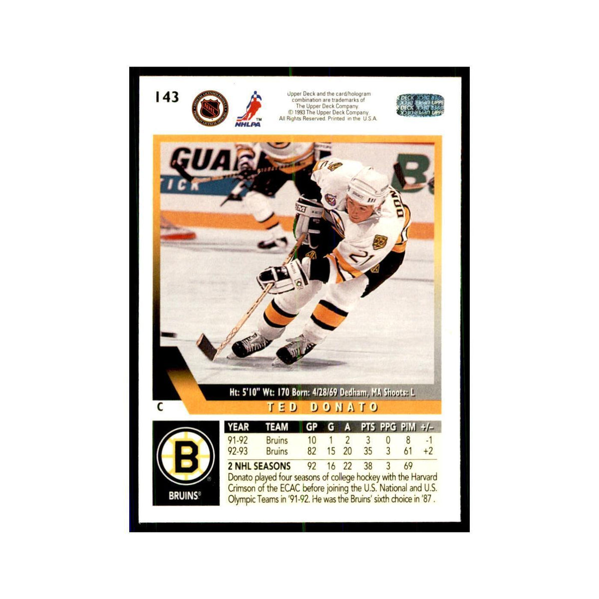 1993 Upper Deck Ted Donato Hockey Cards #143