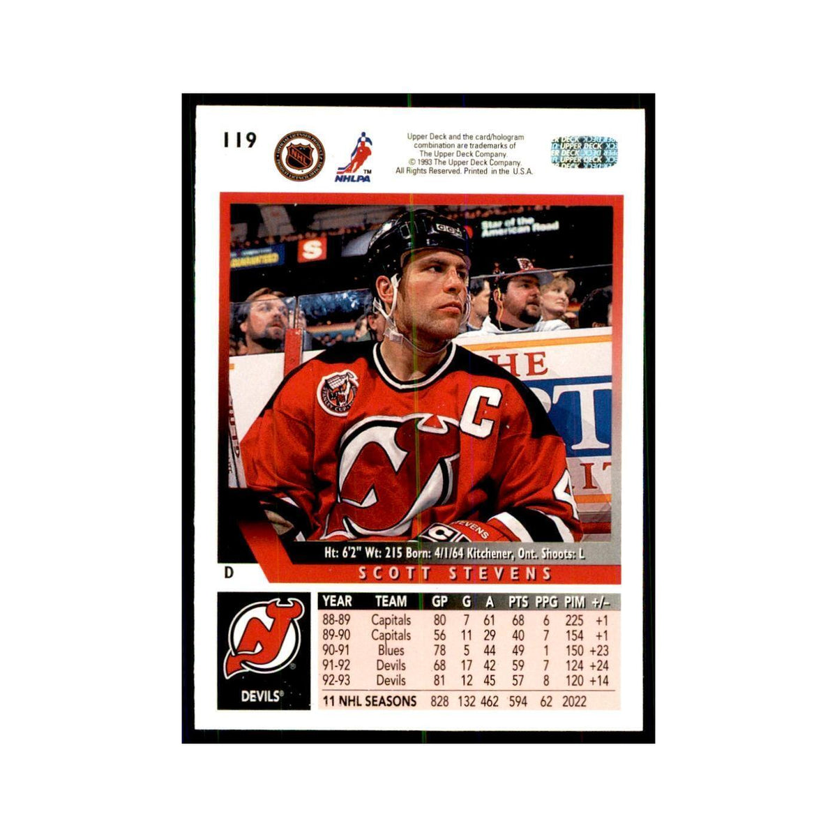 1993 Upper Deck Scott Stevens Hockey Cards #119