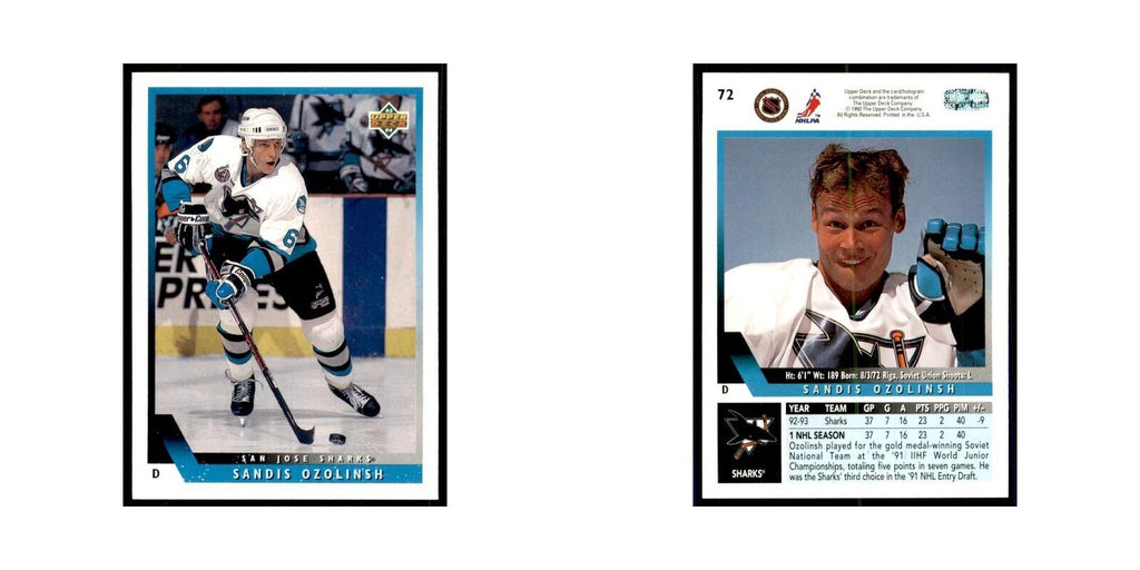 1993 Upper Deck Sandis Ozolinsh Hockey Cards #72