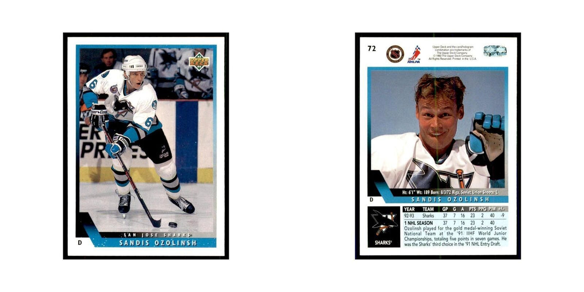 1993 Upper Deck Sandis Ozolinsh Hockey Cards #72