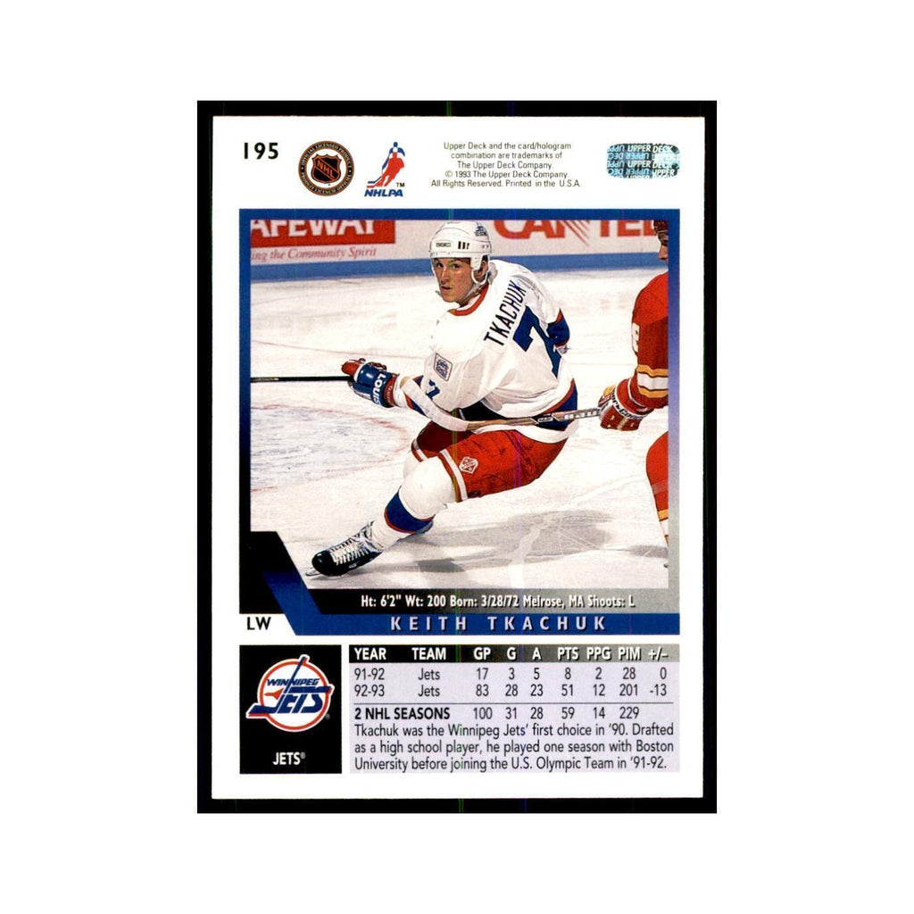 1993 Upper Deck Keith Tkachuk Hockey Cards #195
