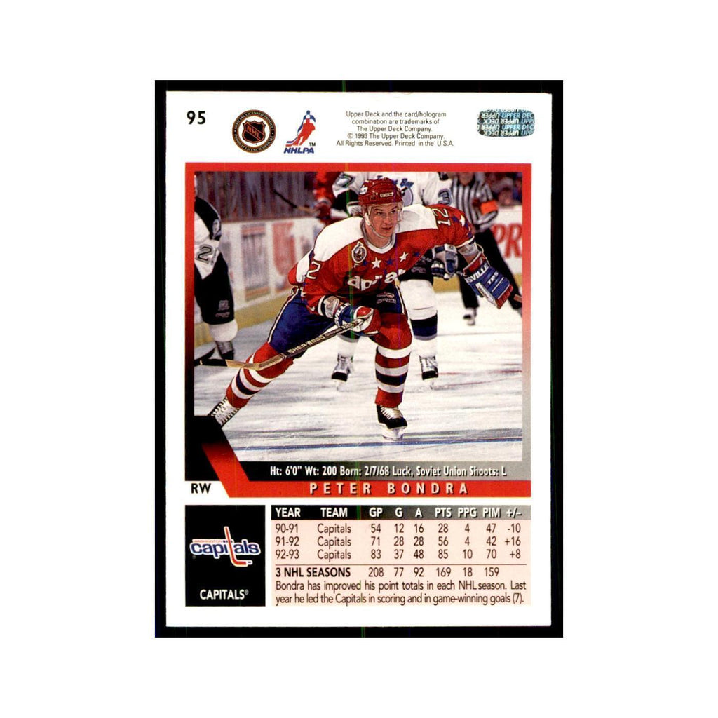 1993 Upper Deck Peter Bondra Hockey Cards #95