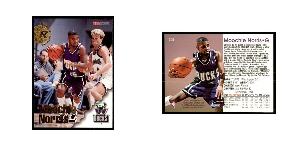 Moochie Norris Rookie 1996 NBA Hoops #305 Basketball Cards Basketball Card NM
