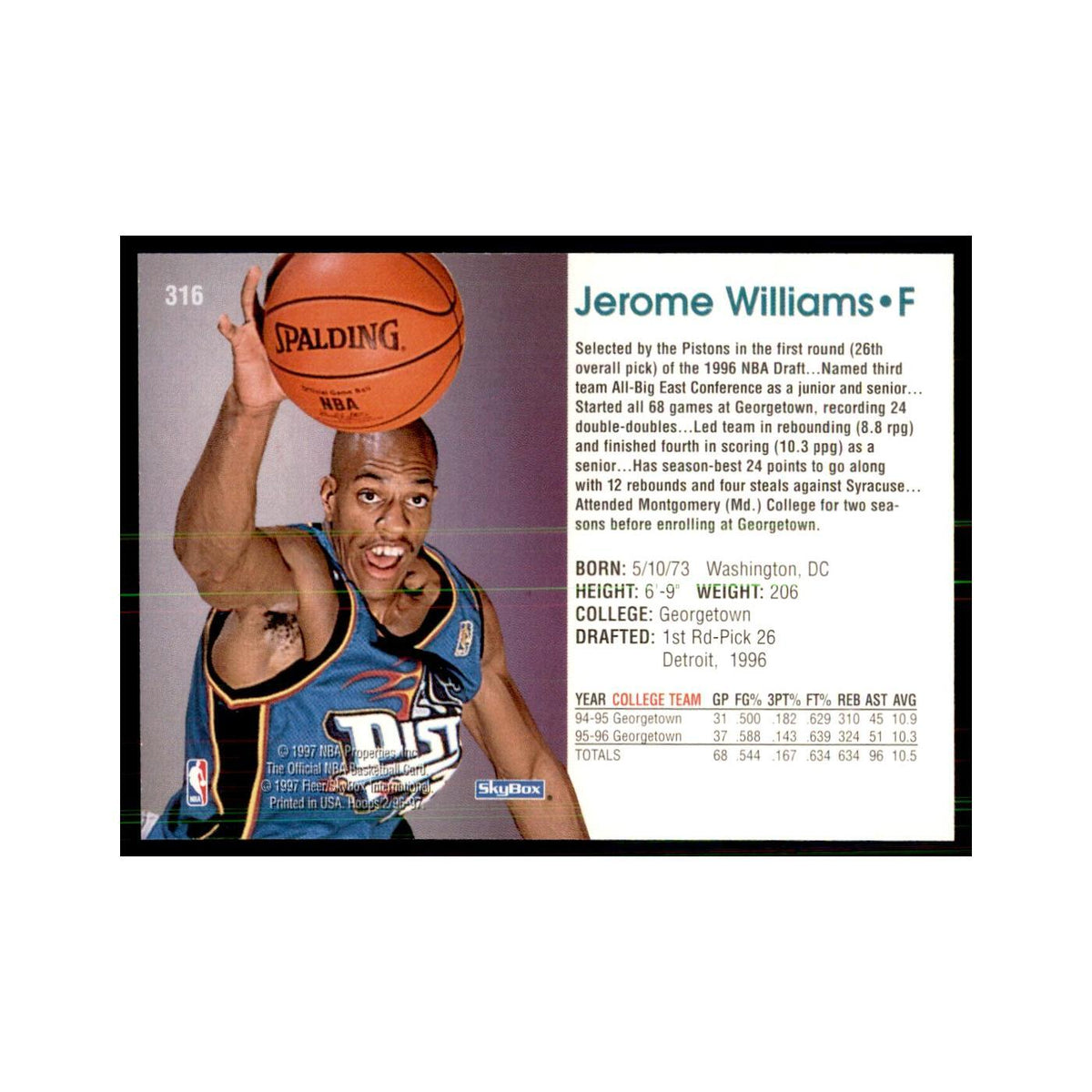 Jerome Williams Rookie 1996 NBA Hoops #316 Basketball Cards Basketball Card NM
