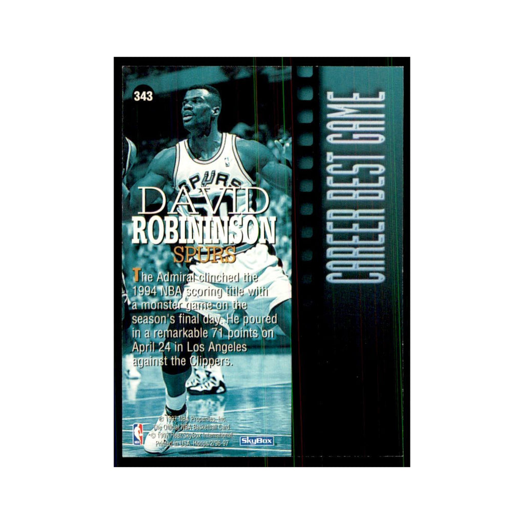 David Robinson 1996 NBA Hoops #343 Basketball Cards Basketball Card NM