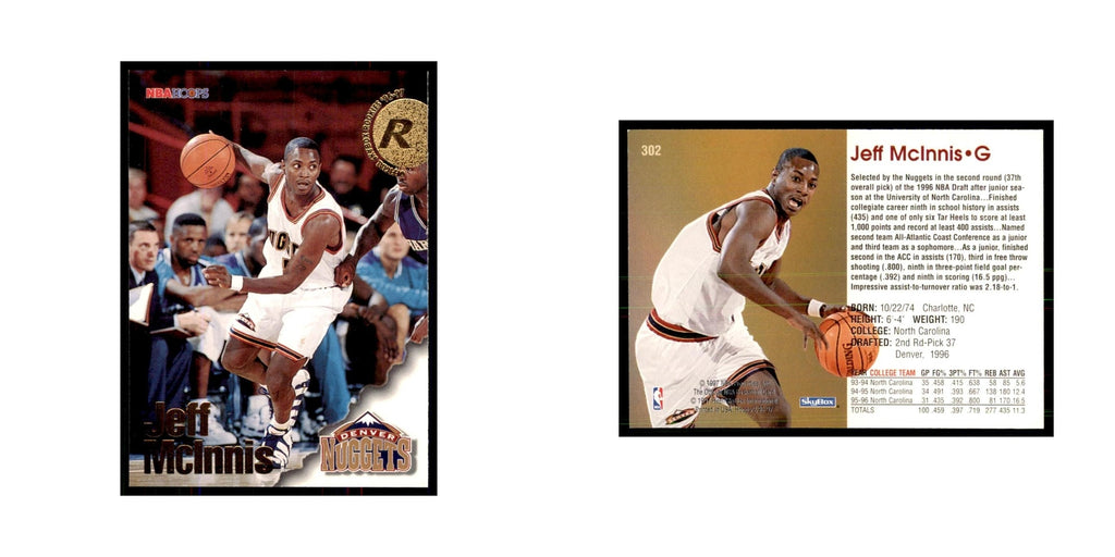 Jeff McInnis Rookie 1996 NBA Hoops #302 Basketball Cards Basketball Card NM