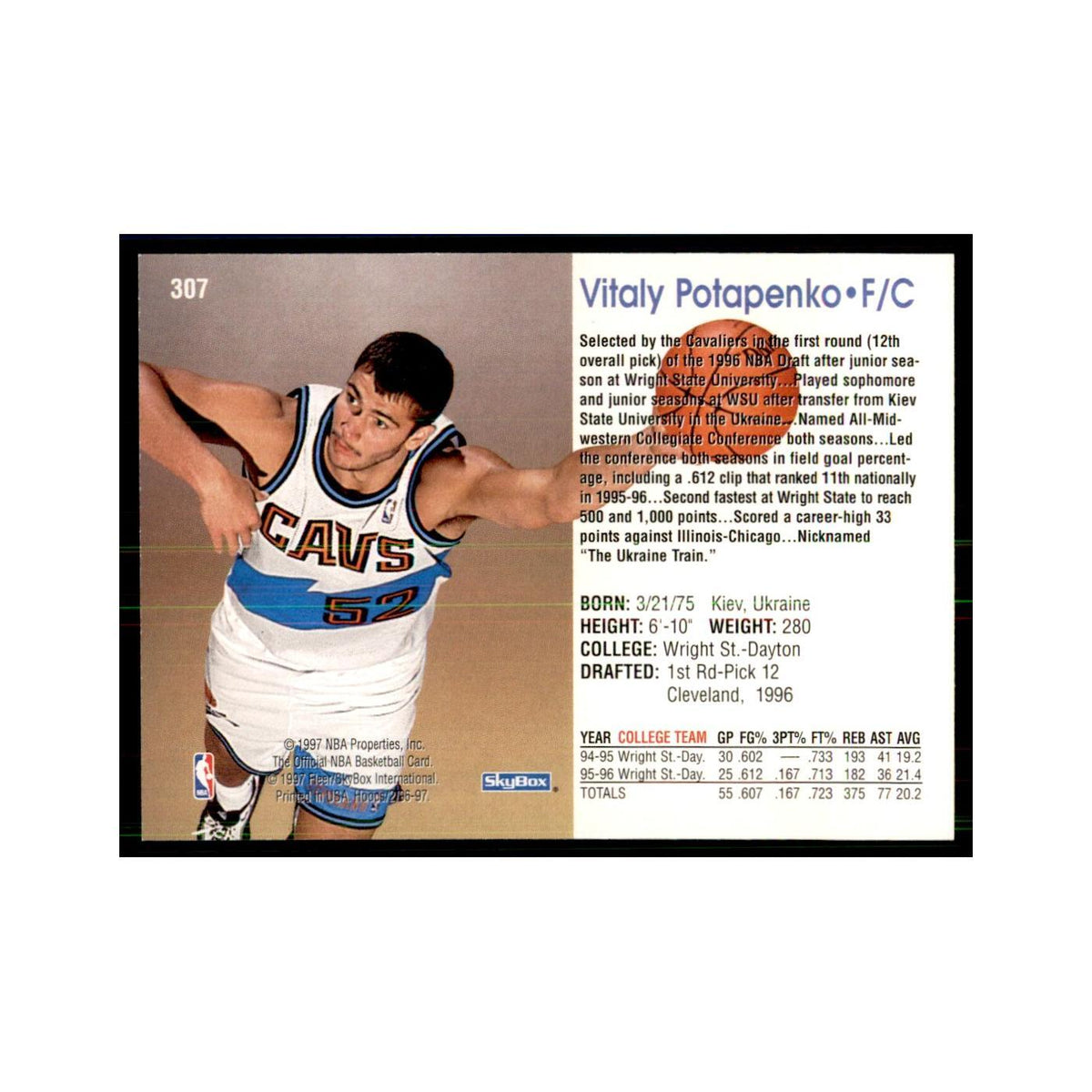 Vitaly Potapenko Rookie 1996 NBA Hoops #307 Basketball Cards Basketball Card NM