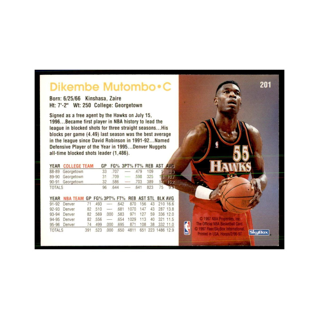Dikembe Mutombo 1996 NBA Hoops #201 Basketball Cards Basketball Card NM