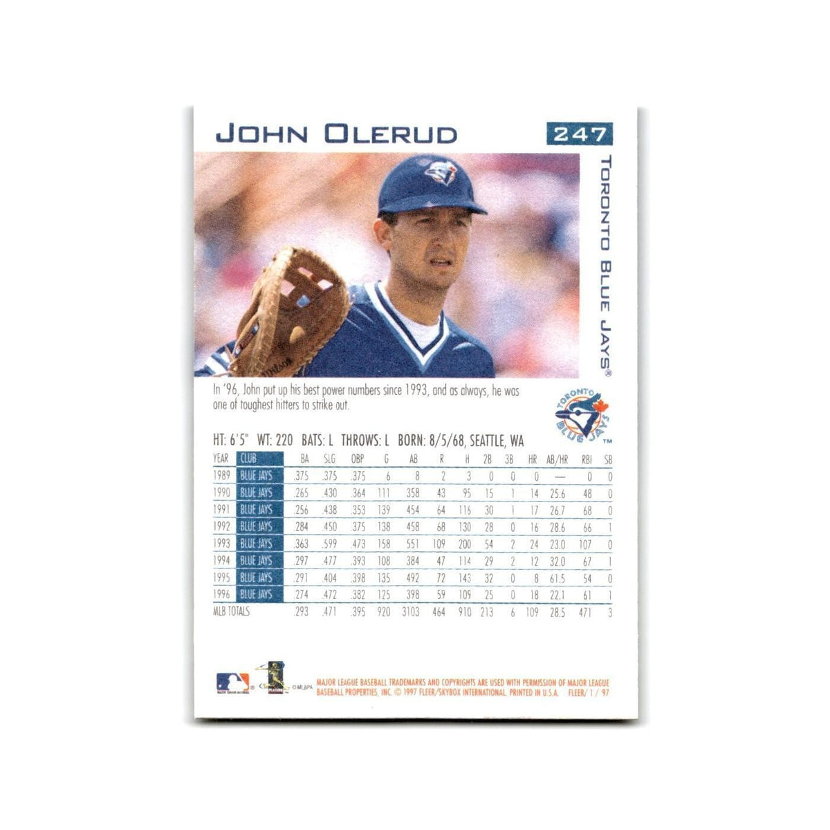John Olerud 1997 Fleer #247 Toronto Blue Jays  NM