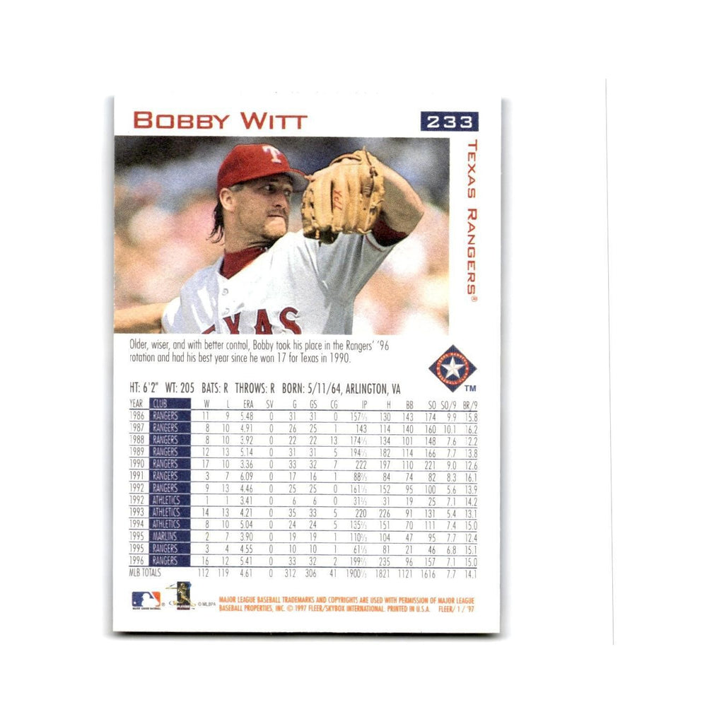 Bobby Witt 1997 Fleer #233 Texas Rangers Baseball Card NM