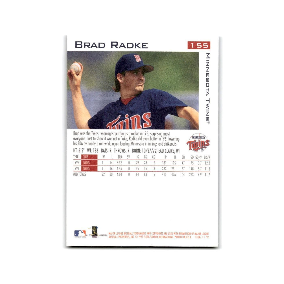 Brad Radke 1997 Fleer #155 Minnesota Twins NM