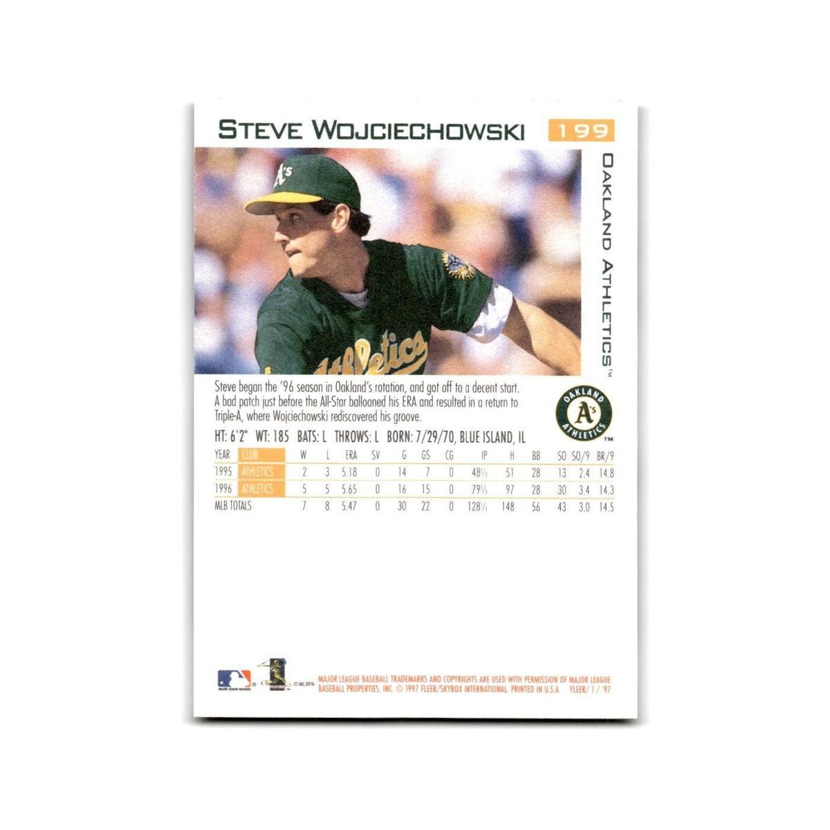 Steve Wojciechowski 1997 Fleer #199 Oakland Athletics NM