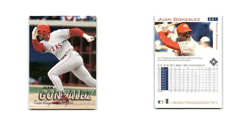 Juan Gonzalez 1997 Fleer #221 Texas Rangers Baseball Card NM